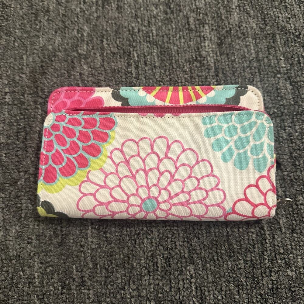 Thirty-One Citrus Medallion Zipper Wallet/Card Holder Floral Coral Aqua Lime